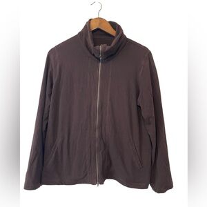 Women’s Eileen Fisher Zip Up Lightweight Jacket Size L Brown Organic Cotton Luxe